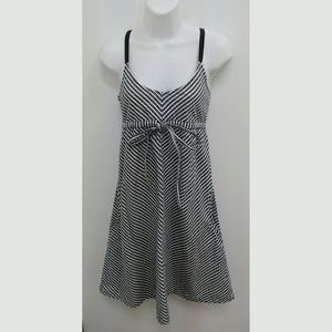 Women's Sundress Gray White Striped Cotton A-Line